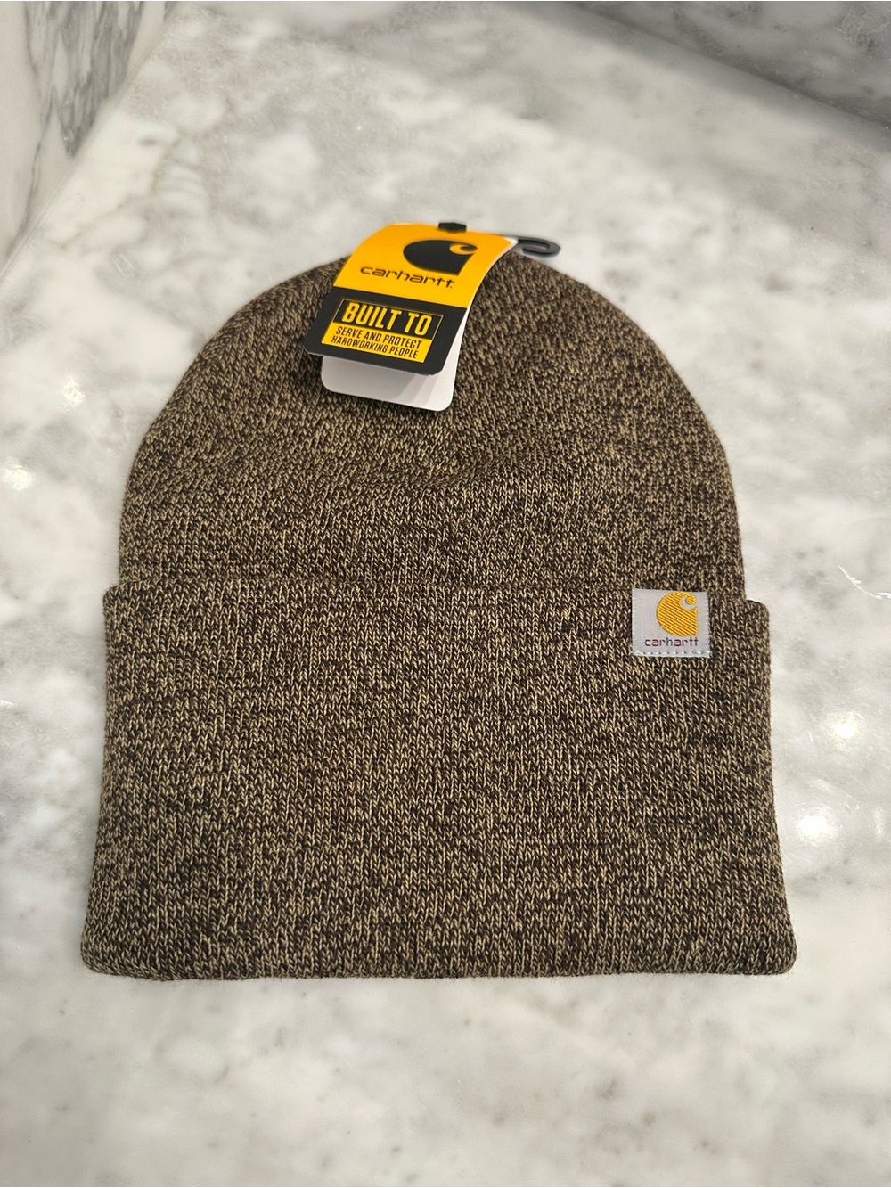 Cagaett Brown Heather Knit Cuffed Beanie